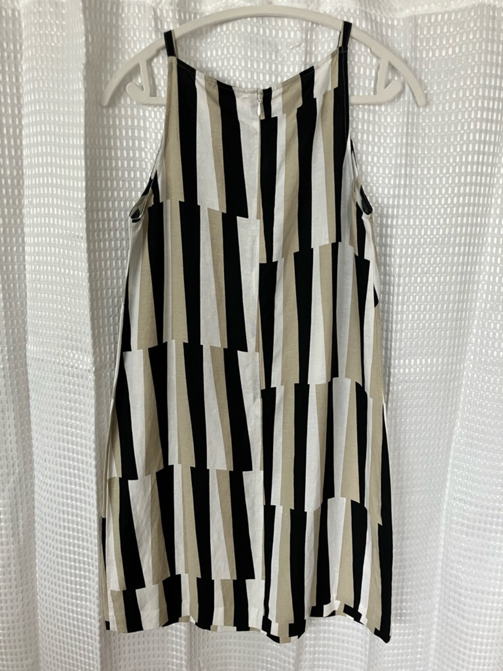 NWT Ann Taylor Factory Petite Linen Blend Shift Dress 6P Black Beige Sleeveless